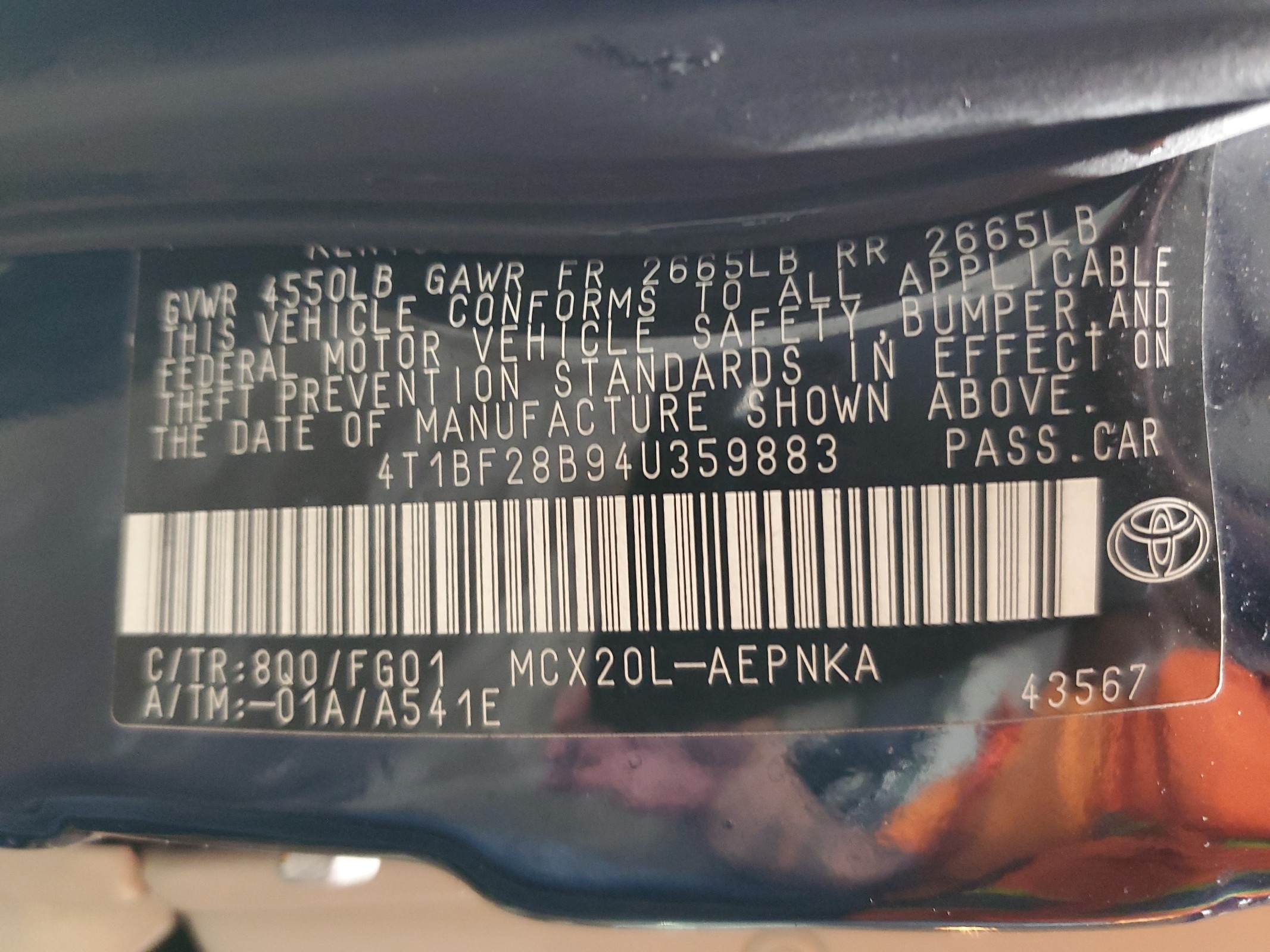 4T1BF28B94U359883 2004 Toyota Avalon Xl