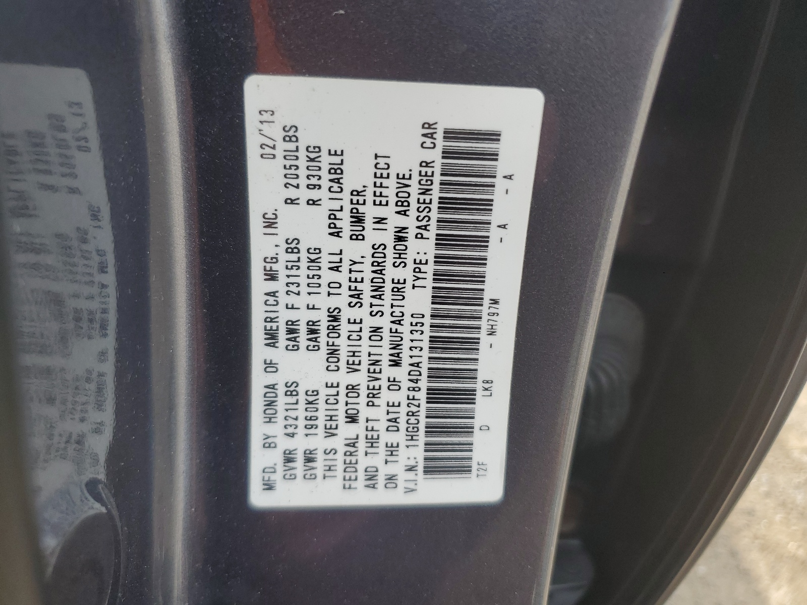 1HGCR2F84DA131350 2013 Honda Accord Exl