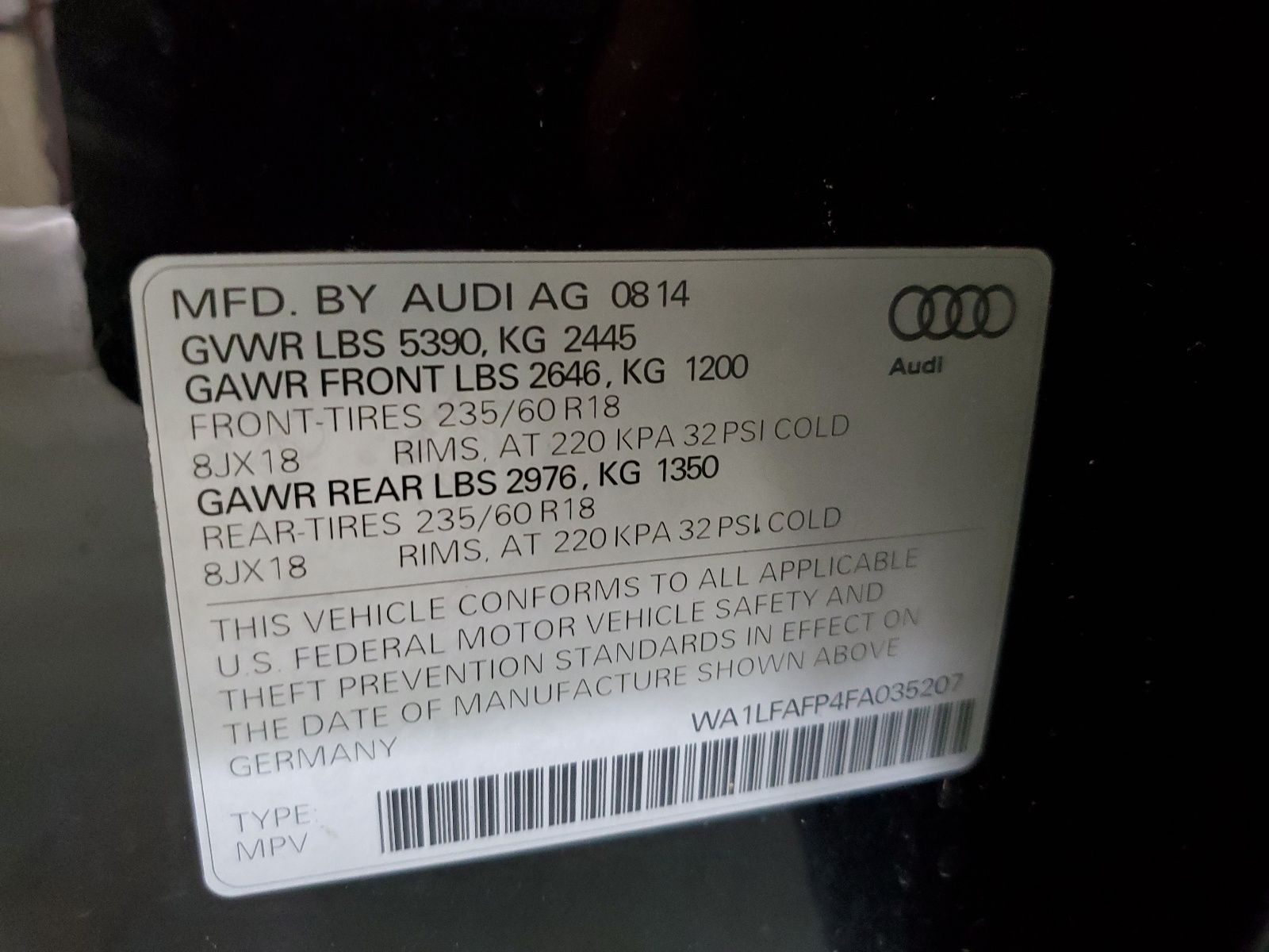 WA1LFAFP4FA035207 2015 Audi Q5 Premium Plus