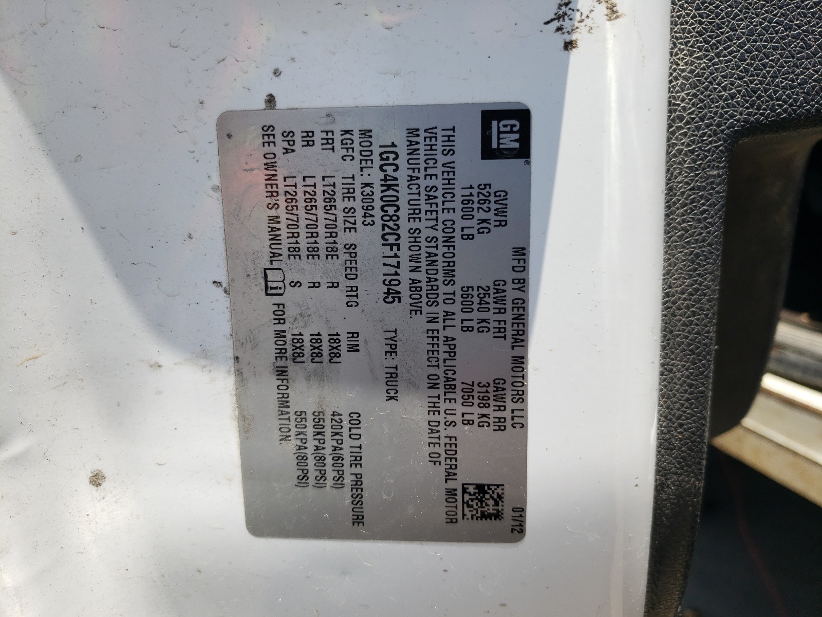 1GC4K0C82CF171945 2012 Chevrolet Silverado K3500 Lt