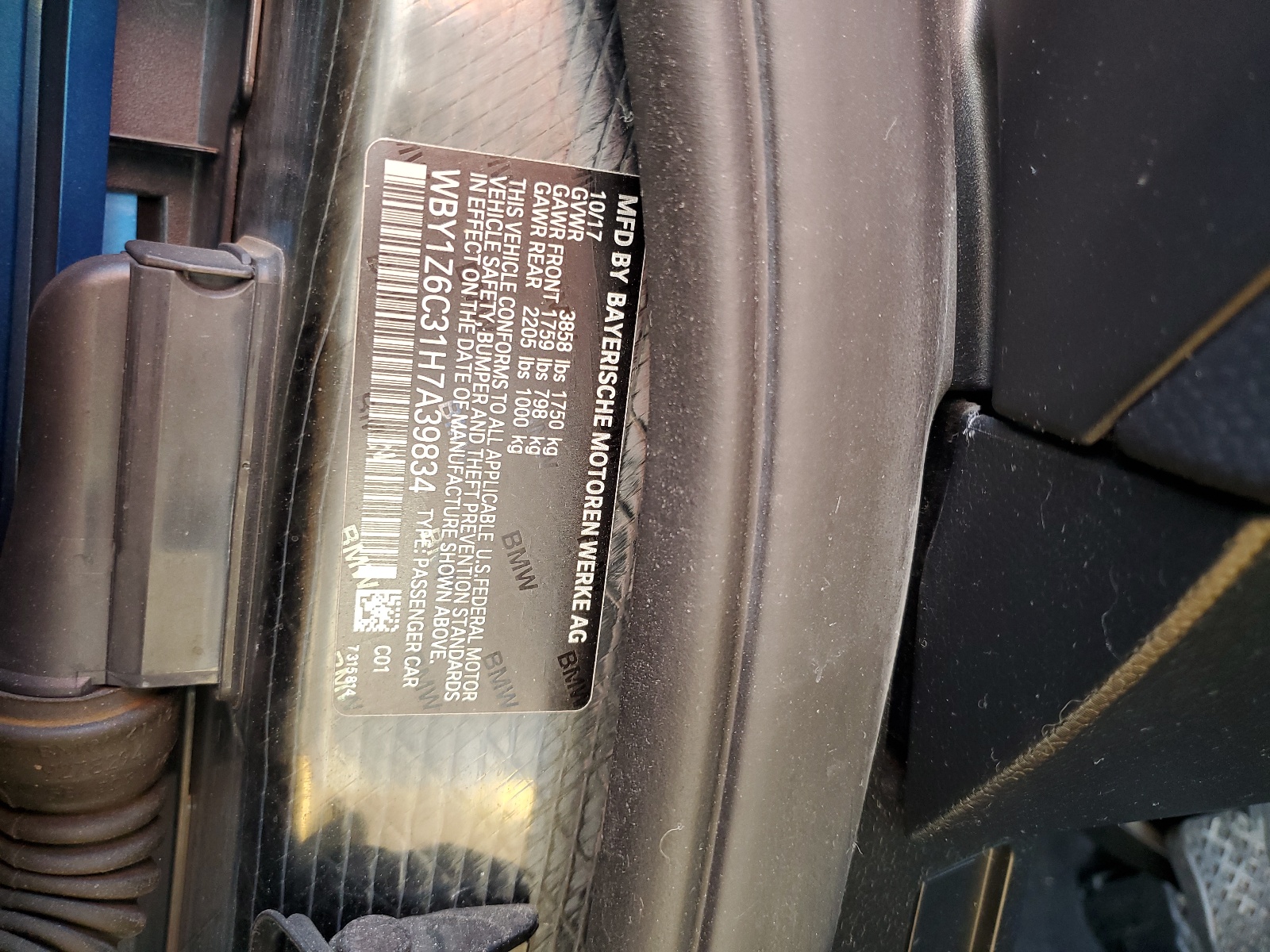 WBY1Z6C31H7A39834 2017 BMW I3 Bev