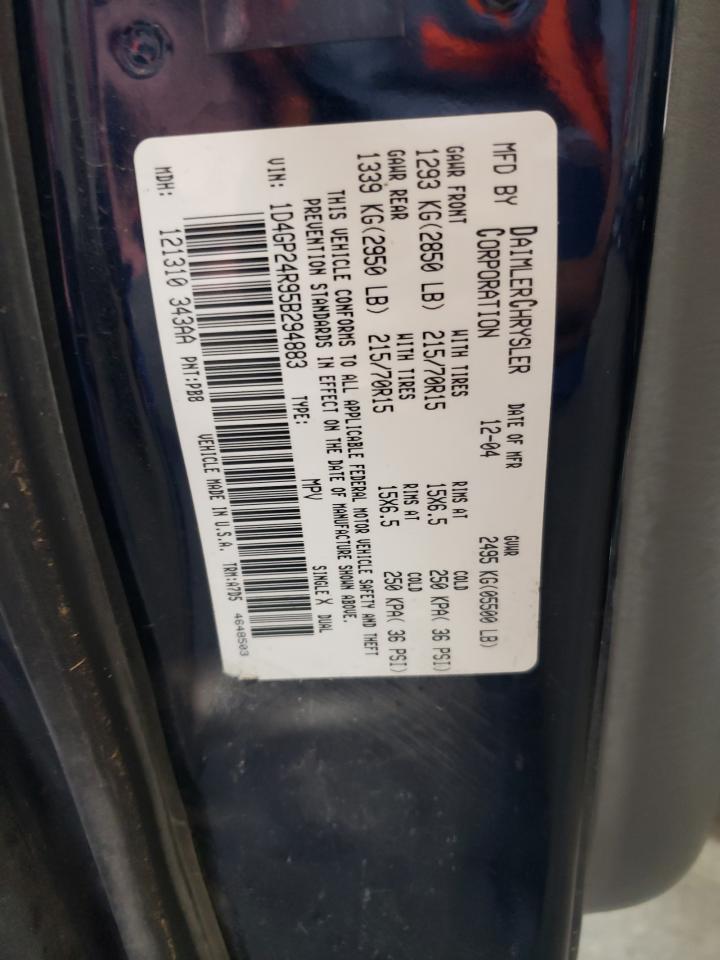 2005 Dodge Grand Caravan Se VIN: 1D4GP24R95B294883 Lot: 63183294