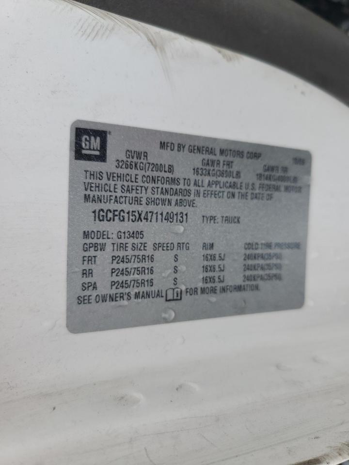 2007 Chevrolet Express G1500 VIN: 1GCFG15X471149131 Lot: 62927404