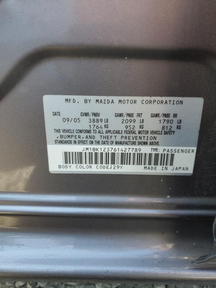 2006 Mazda 3 S VIN: JM1BK123761427789 Lot: 63285574