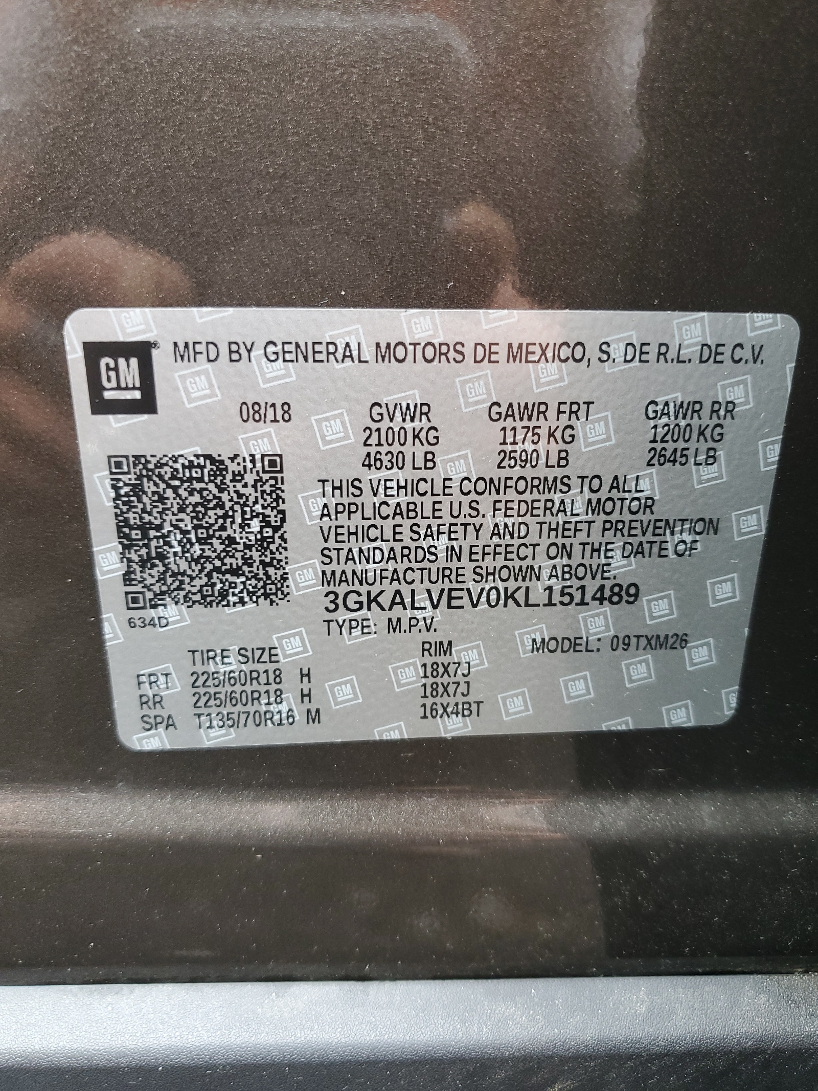3GKALVEV0KL151489 2019 GMC Terrain Slt