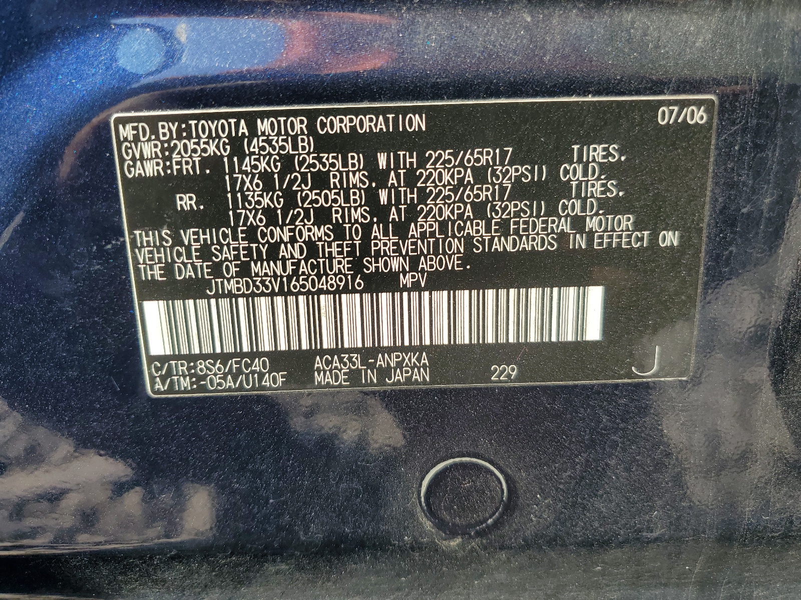 JTMBD33V165048916 2006 Toyota Rav4