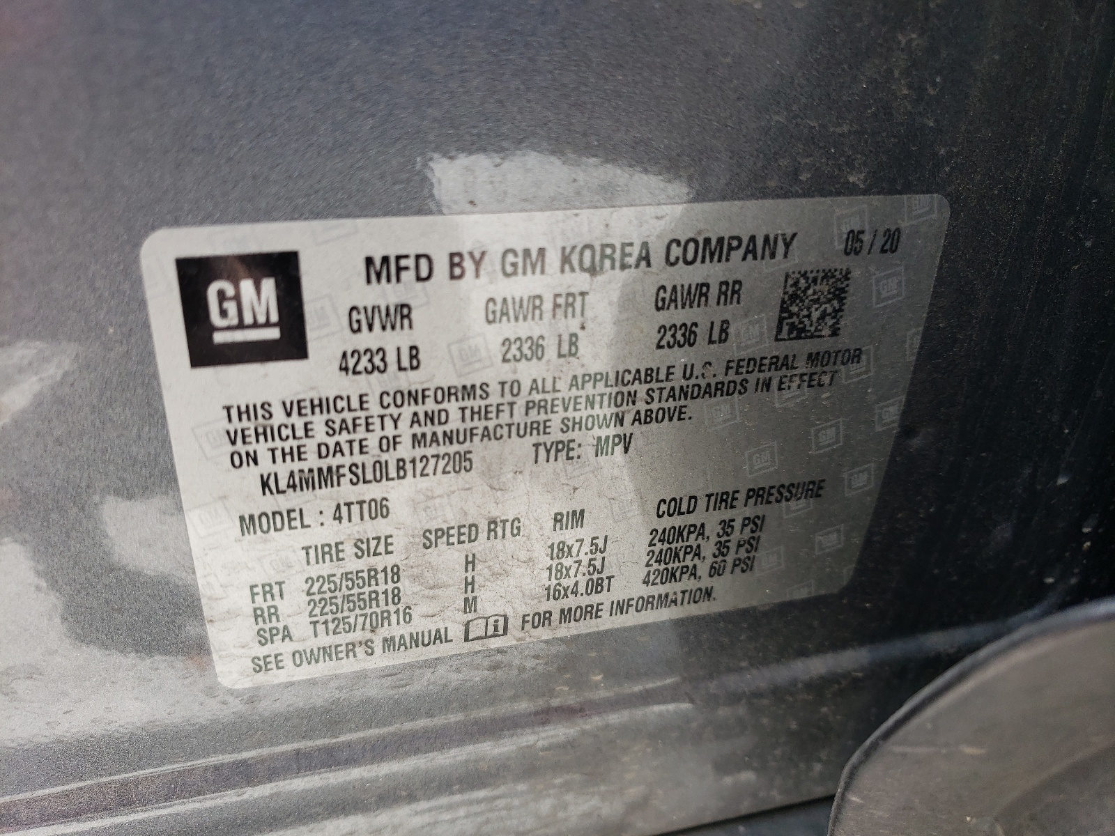 KL4MMFSL0LB127205 2020 Buick Encore Gx Essence