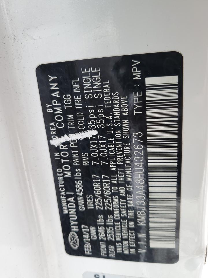 2017 Hyundai Tucson Limited VIN: KM8J33A48HU432673 Lot: 64940584