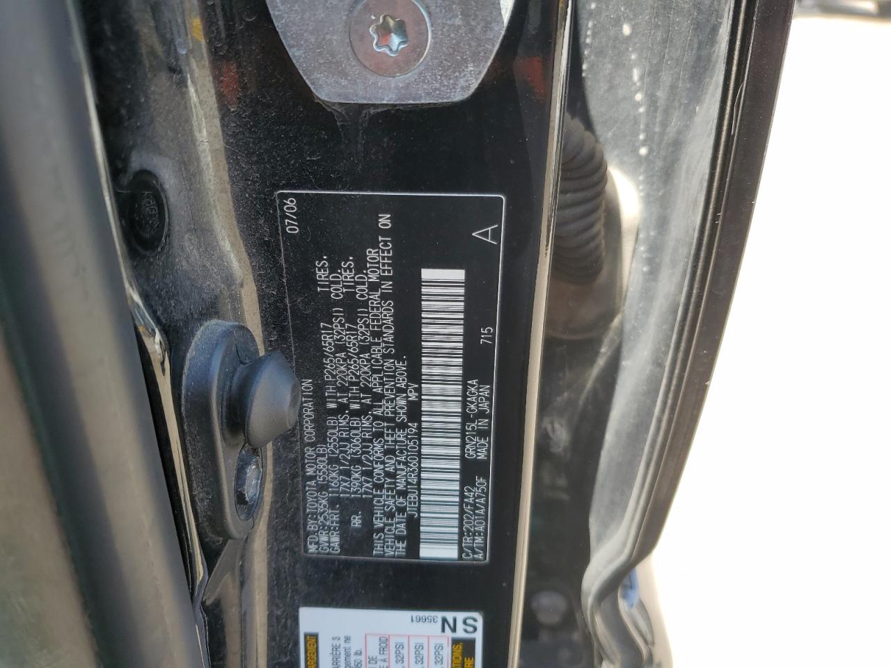 JTEBU14R360105194 2006 Toyota 4Runner Sr5