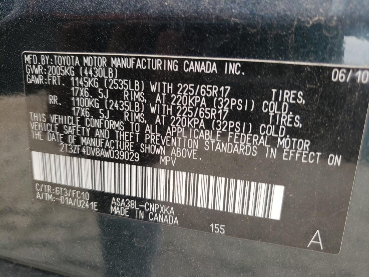 2010 Toyota Rav4 VIN: 2T3ZF4DV8AW039029 Lot: 62859224