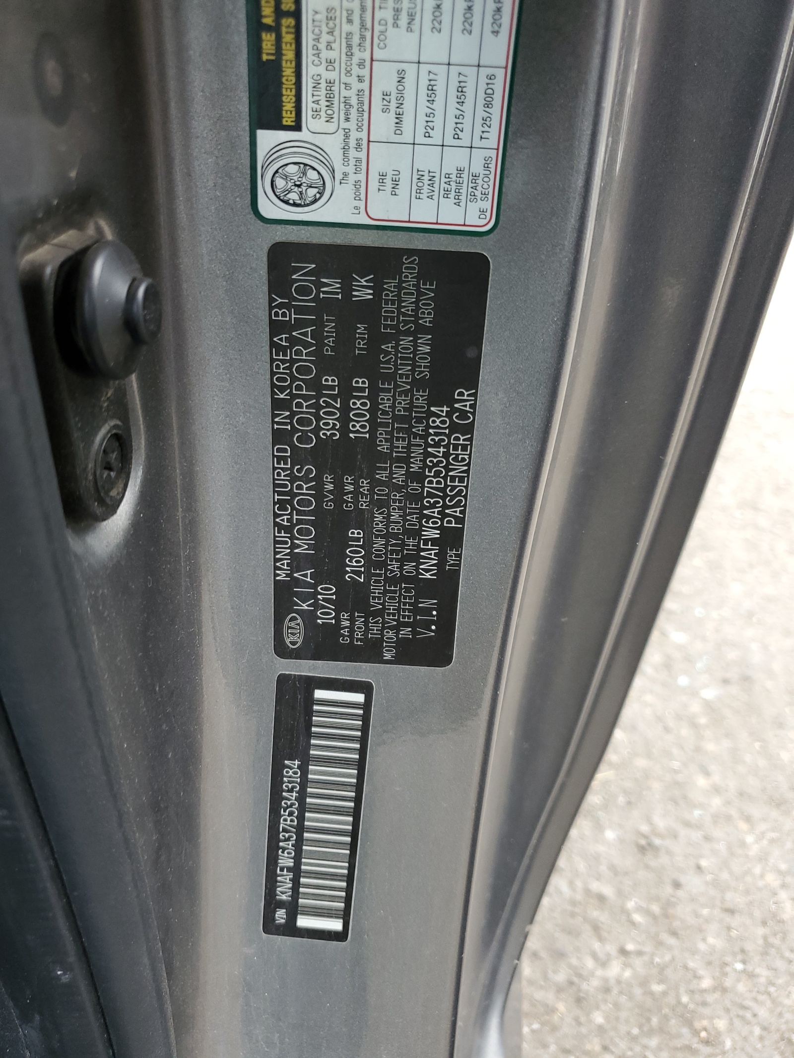 KNAFW6A37B5343184 2011 Kia Forte Sx