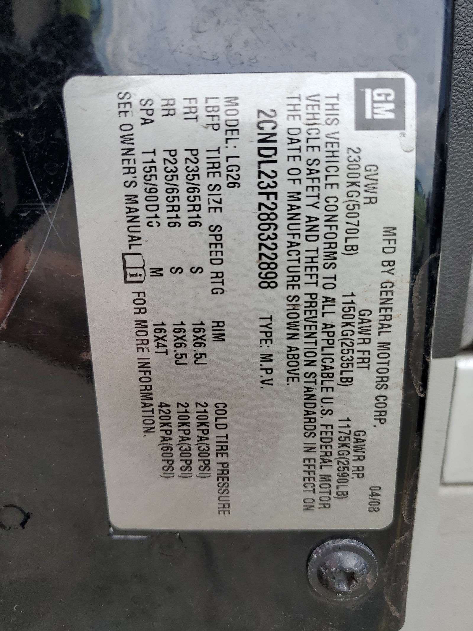 2CNDL23F286322898 2008 Chevrolet Equinox Ls