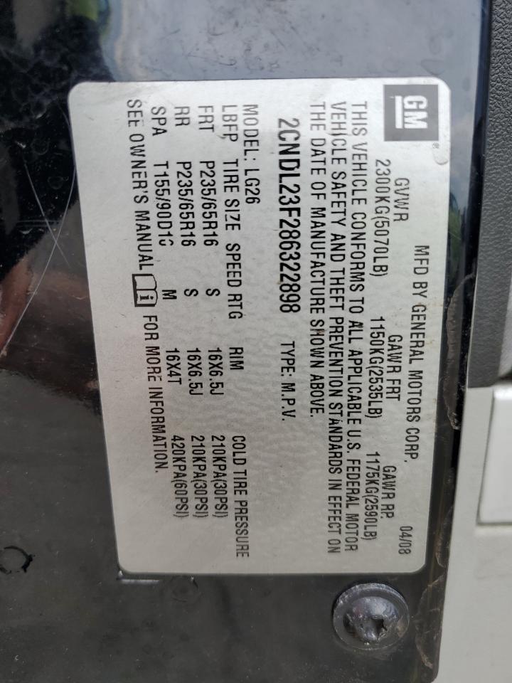 2008 Chevrolet Equinox Ls VIN: 2CNDL23F286322898 Lot: 63803494