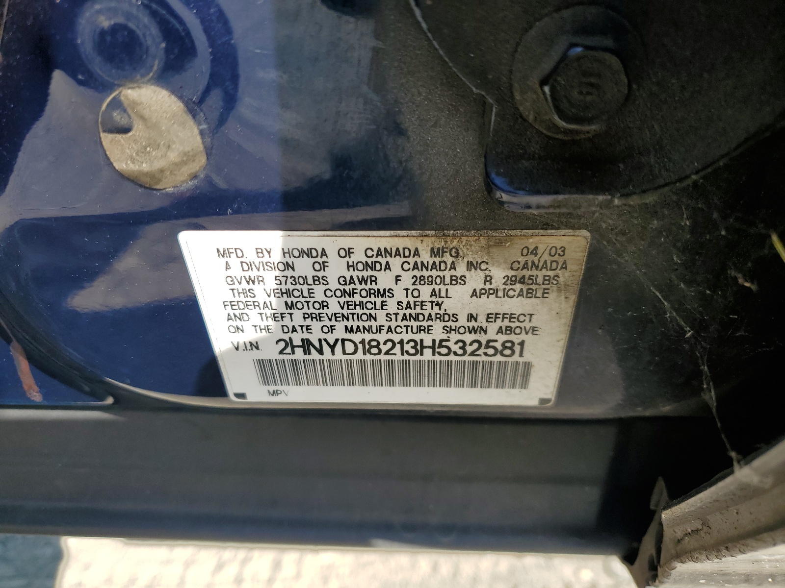 2HNYD18213H532581 2003 Acura Mdx