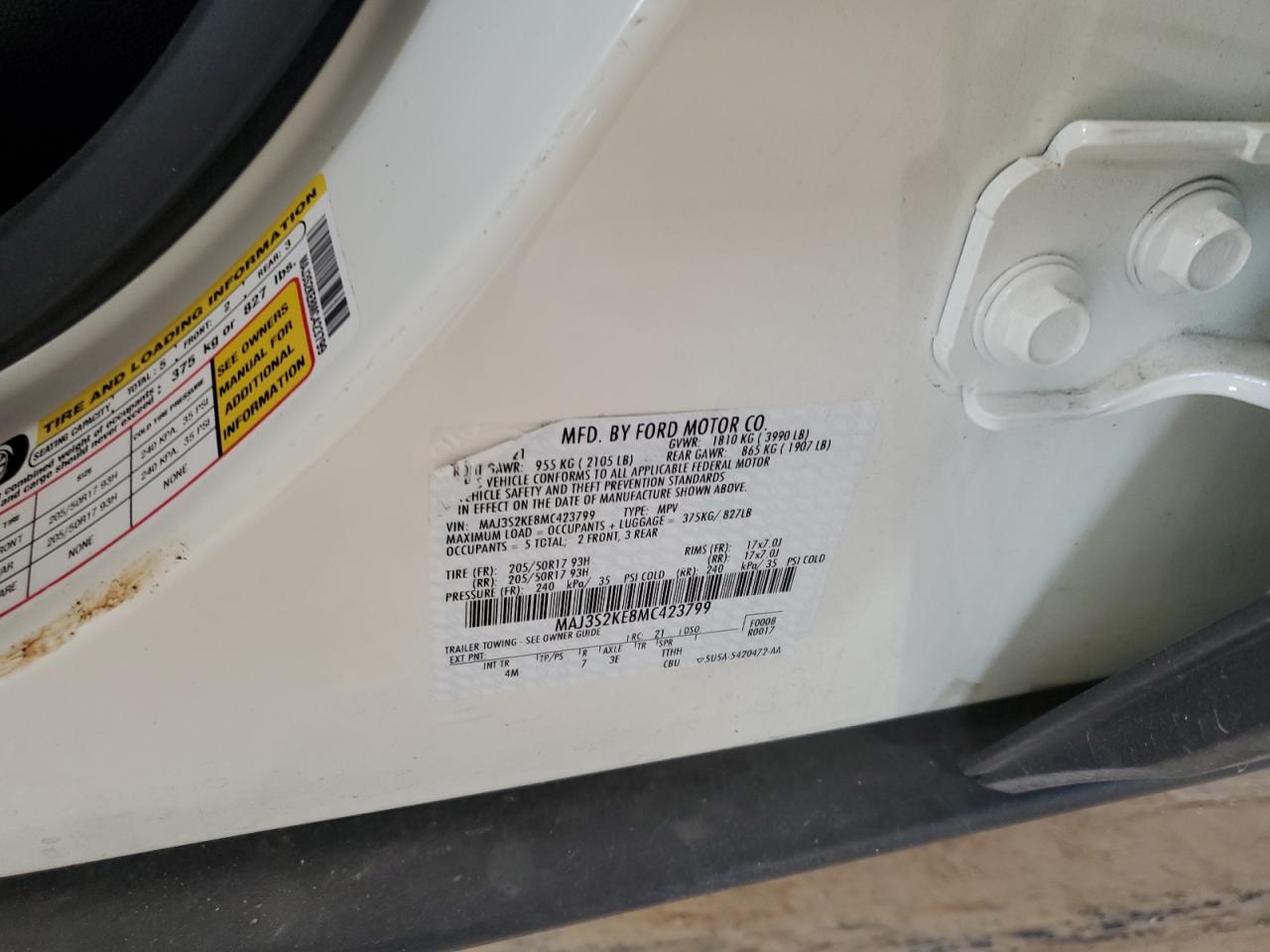 2021 Ford Ecosport Titanium VIN: MAJ3S2KE8MC423799 Lot: 64007394