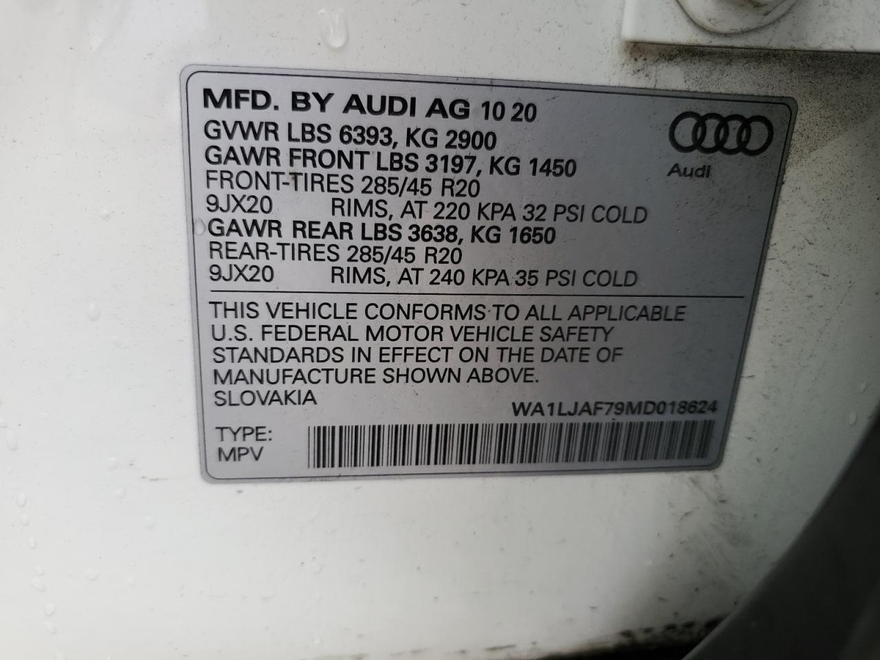 WA1LJAF79MD018624 2021 Audi Q7 Premium Plus