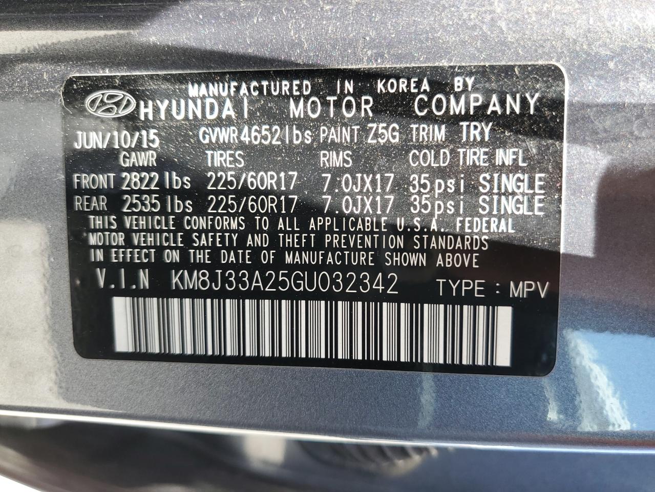 KM8J33A25GU032342 2016 Hyundai Tucson Limited