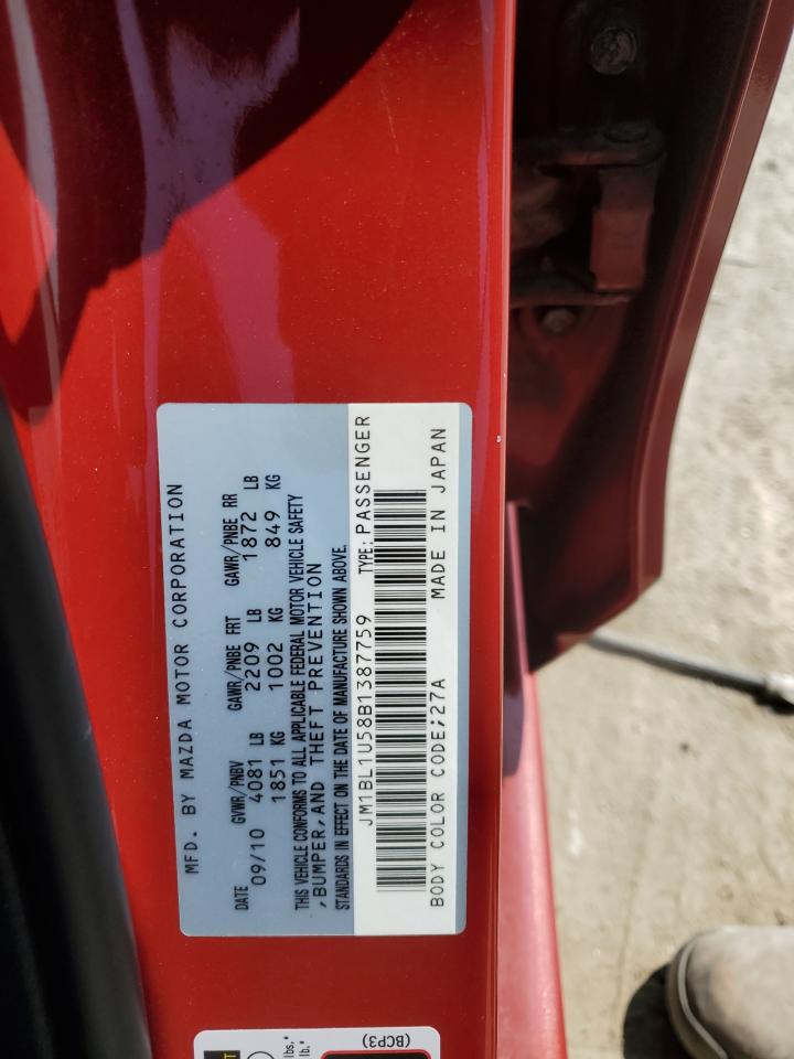 2011 Mazda 3 S VIN: JM1BL1U58B1387759 Lot: 65415944