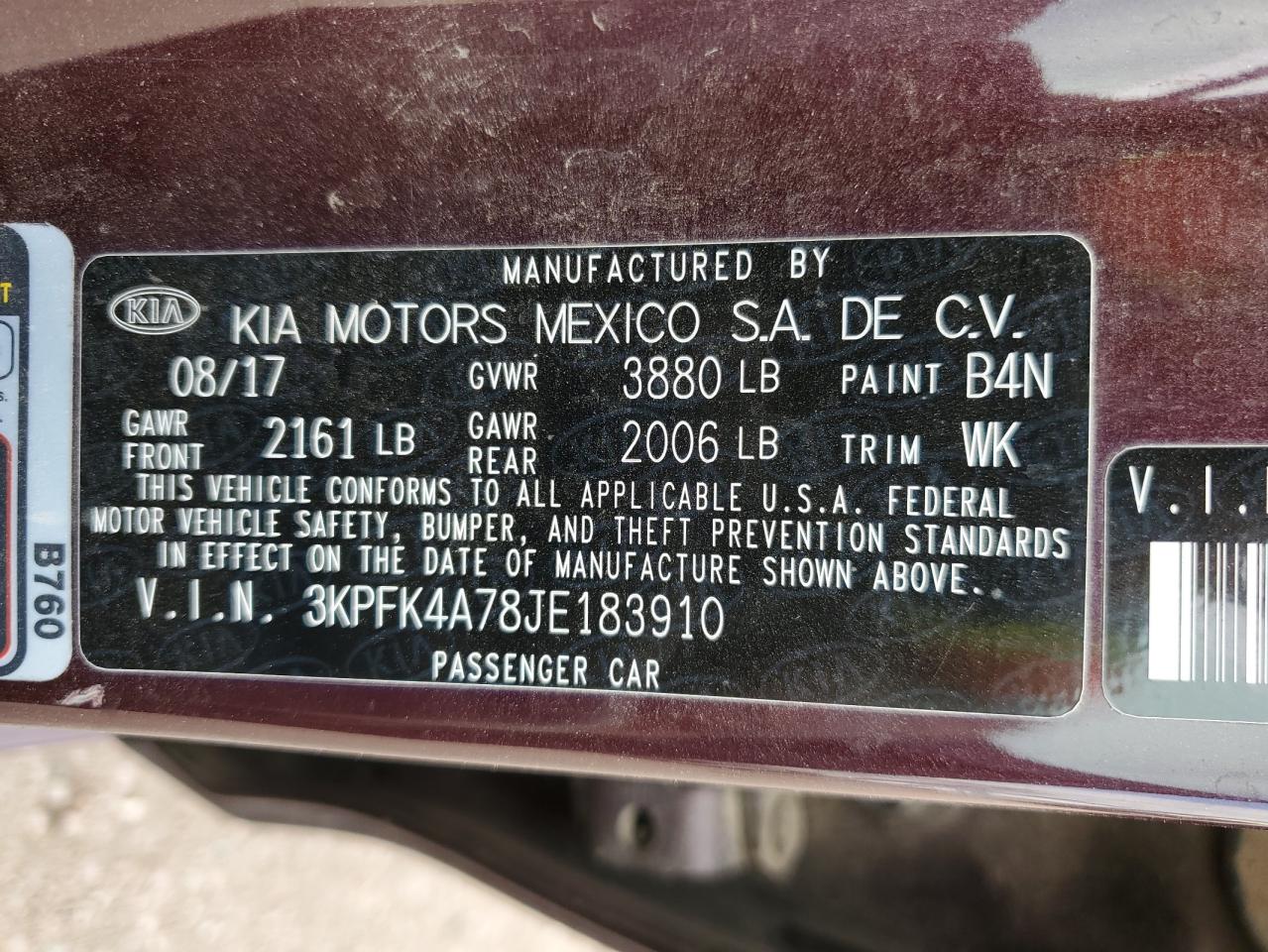 3KPFK4A78JE183910 2018 KIA FORTE - Image 12