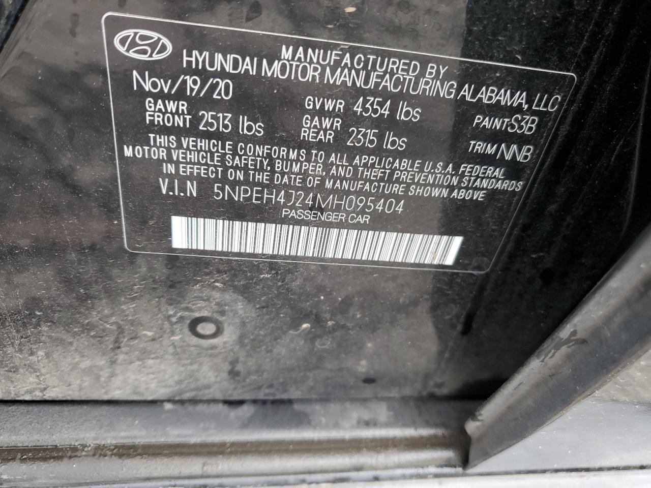 5NPEH4J24MH095404 2021 Hyundai Sonata Limited