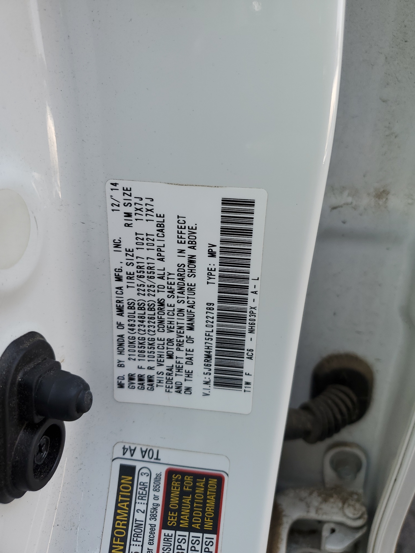 5J6RM4H75FL022789 2015 Honda Cr-V Exl