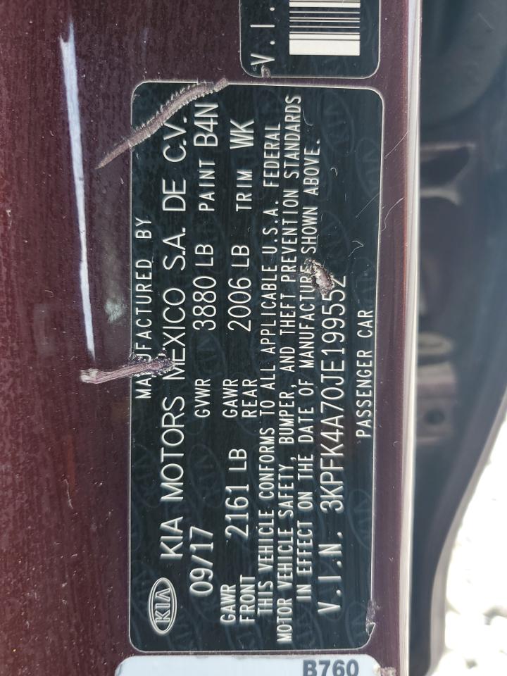 2018 Kia Forte Lx VIN: 3KPFK4A70JE199552 Lot: 62469054