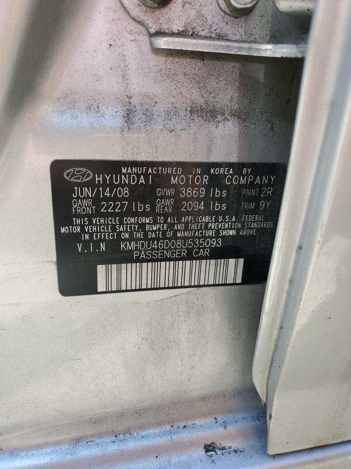 2008 Hyundai Elantra Gls VIN: KMHDU46D08U535093 Lot: 64594704