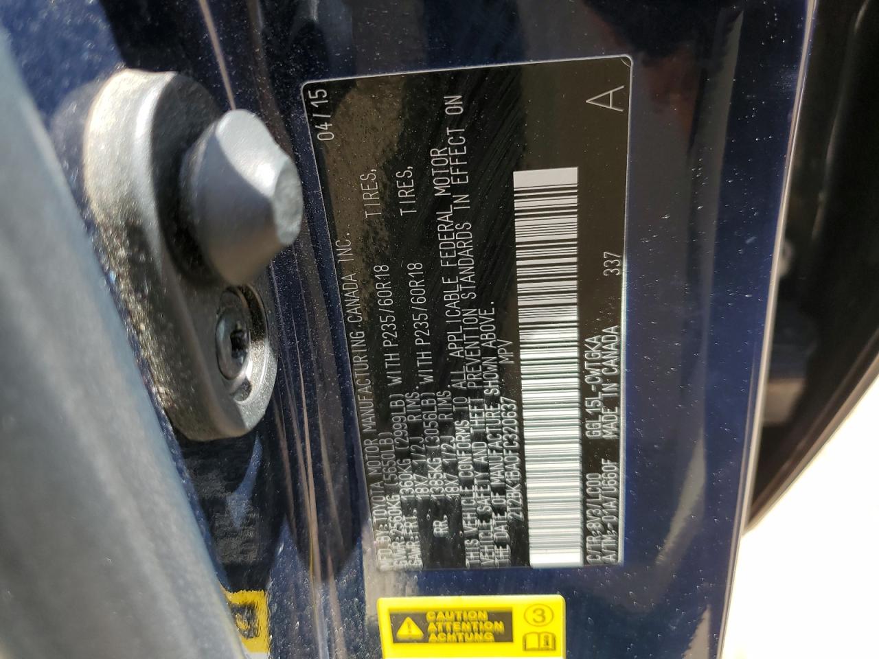 2015 Lexus Rx 350 Base VIN: 2T2BK1BA0FC320637 Lot: 65337394