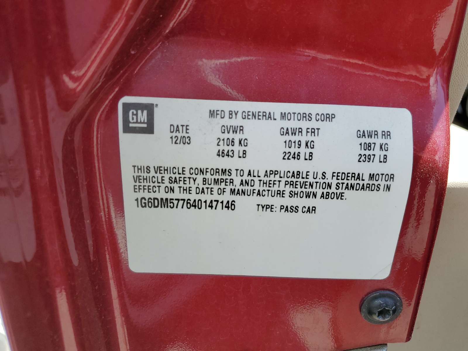 1G6DM577640147146 2004 Cadillac Cts