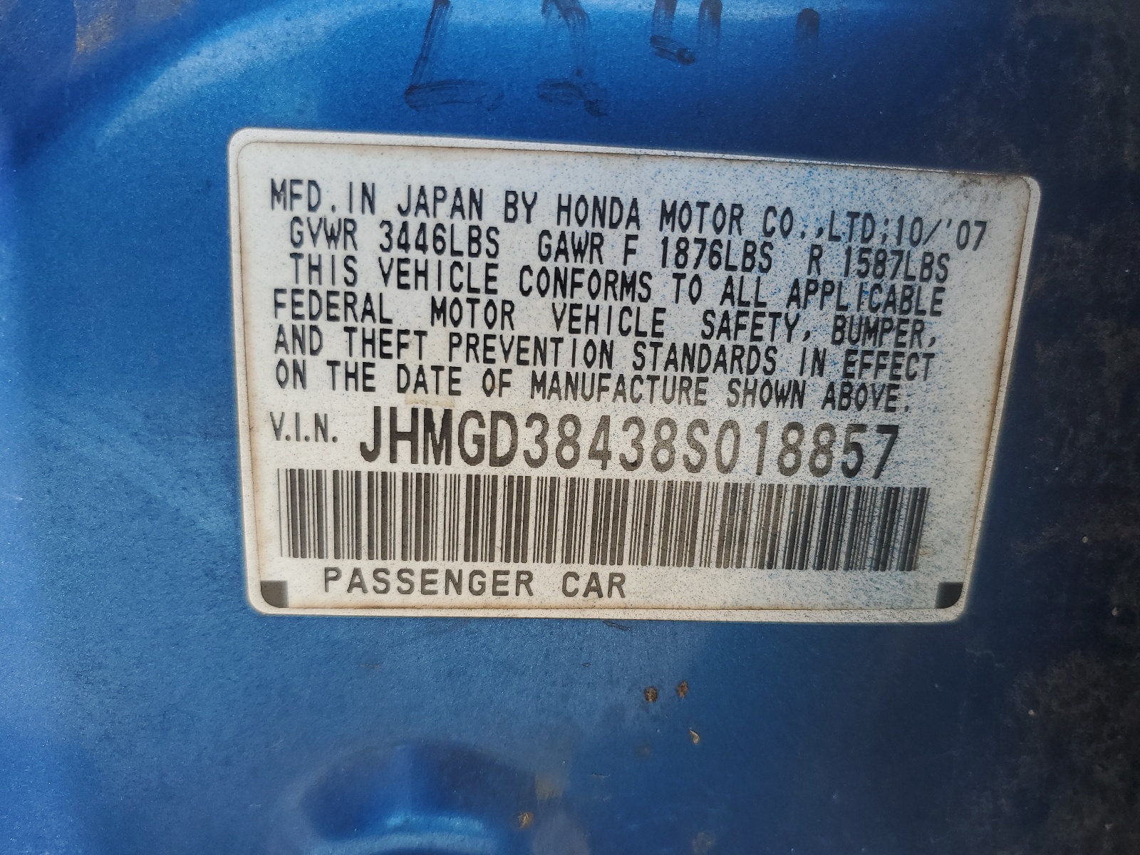 JHMGD38438S018857 2008 Honda Fit