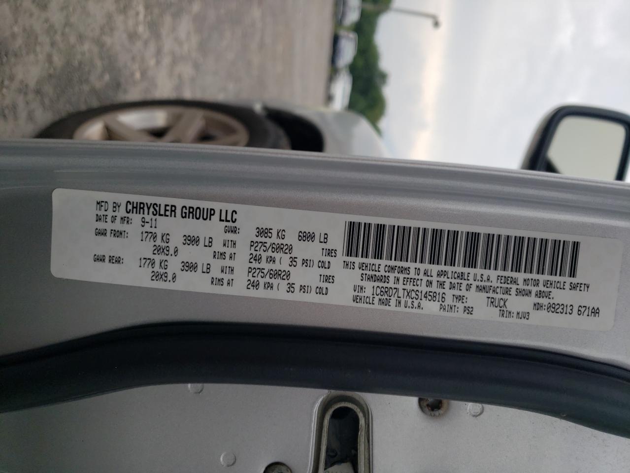 2012 Dodge Ram 1500 Slt VIN: 1C6RD7LTXCS145816 Lot: 64151984