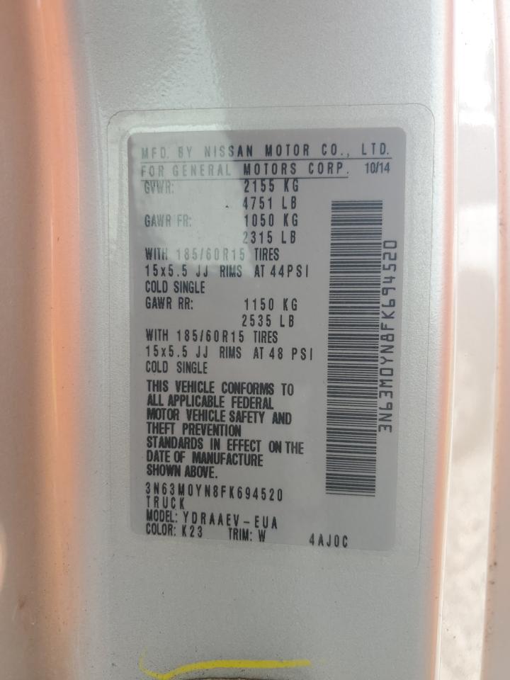 2015 Chevrolet City Express Ls VIN: 3N63M0YN8FK694520 Lot: 62932664