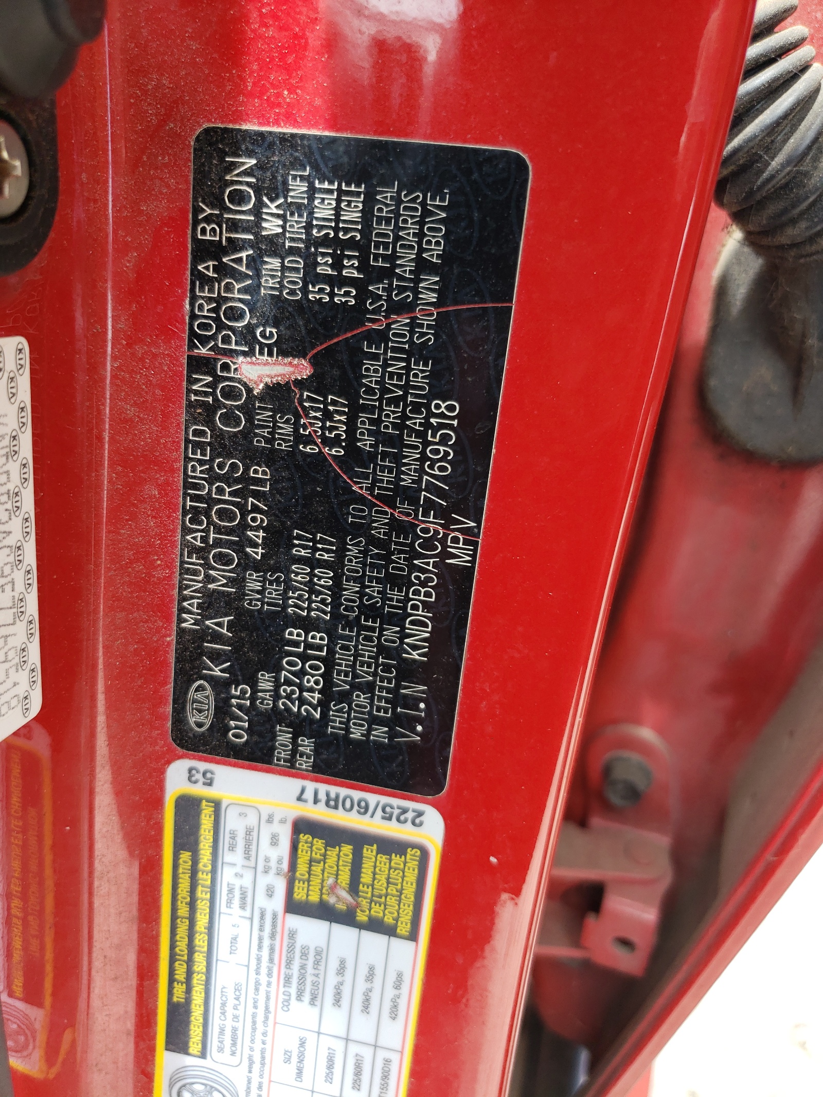 KNDPB3AC9F7769518 2015 Kia Sportage Lx