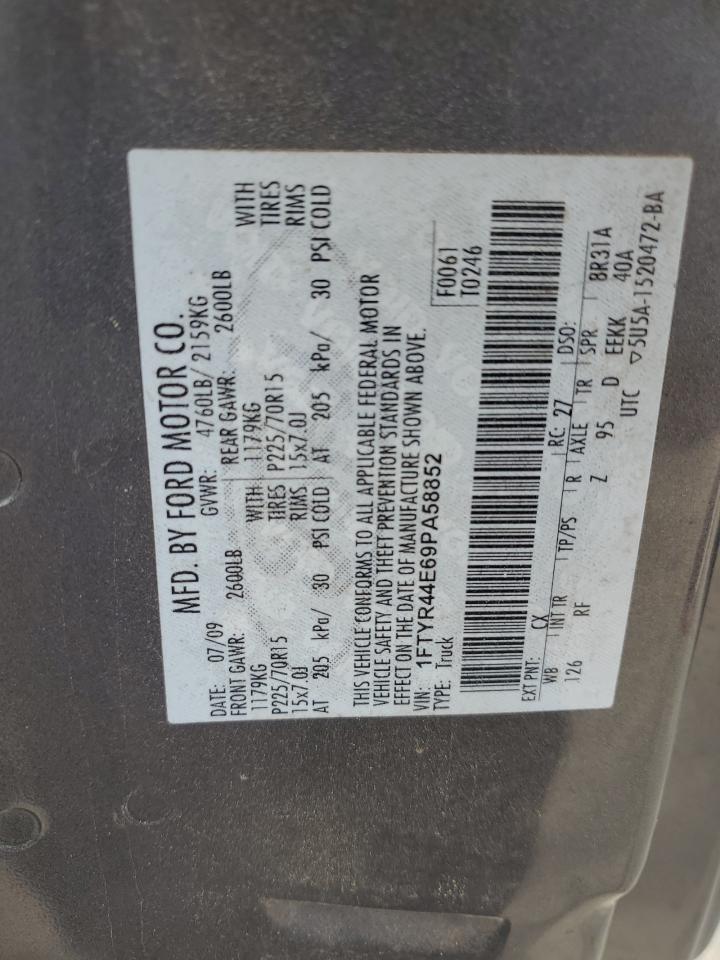 2009 Ford Ranger Super Cab VIN: 1FTYR44E69PA58852 Lot: 63255074