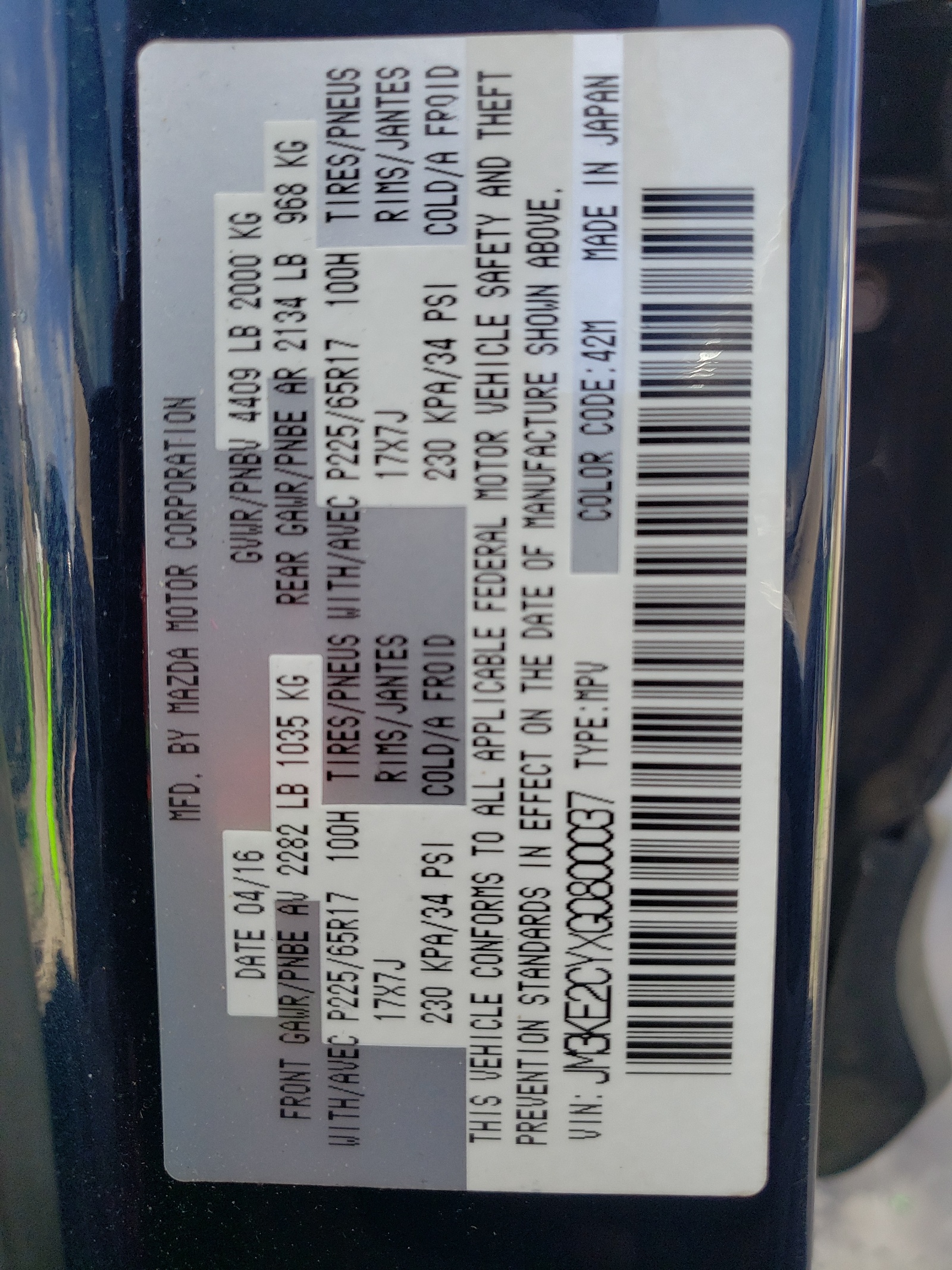 JM3KE2CYXG0800037 2016 Mazda Cx-5 Touring