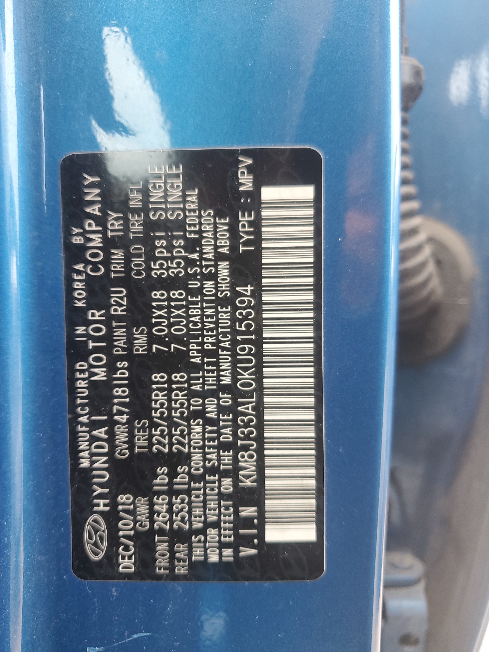 KM8J33AL0KU915394 2019 Hyundai Tucson Limited