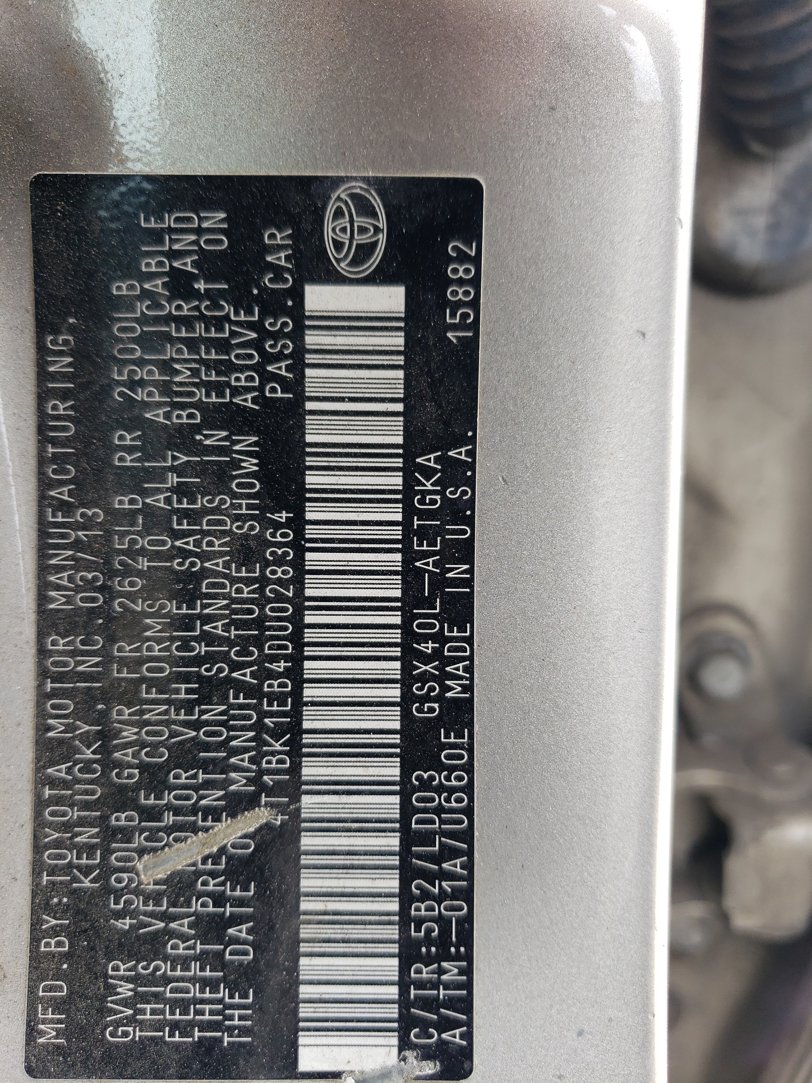 4T1BK1EB4DU028364 2013 Toyota Avalon Base