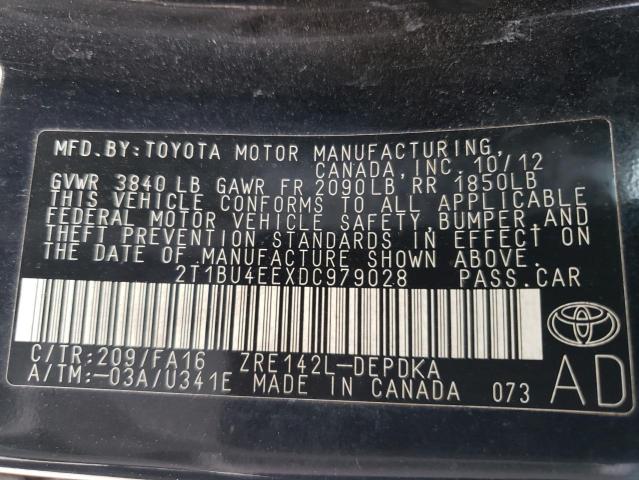 2T1BU4EEXDC979028 | 2013 Toyota corolla base