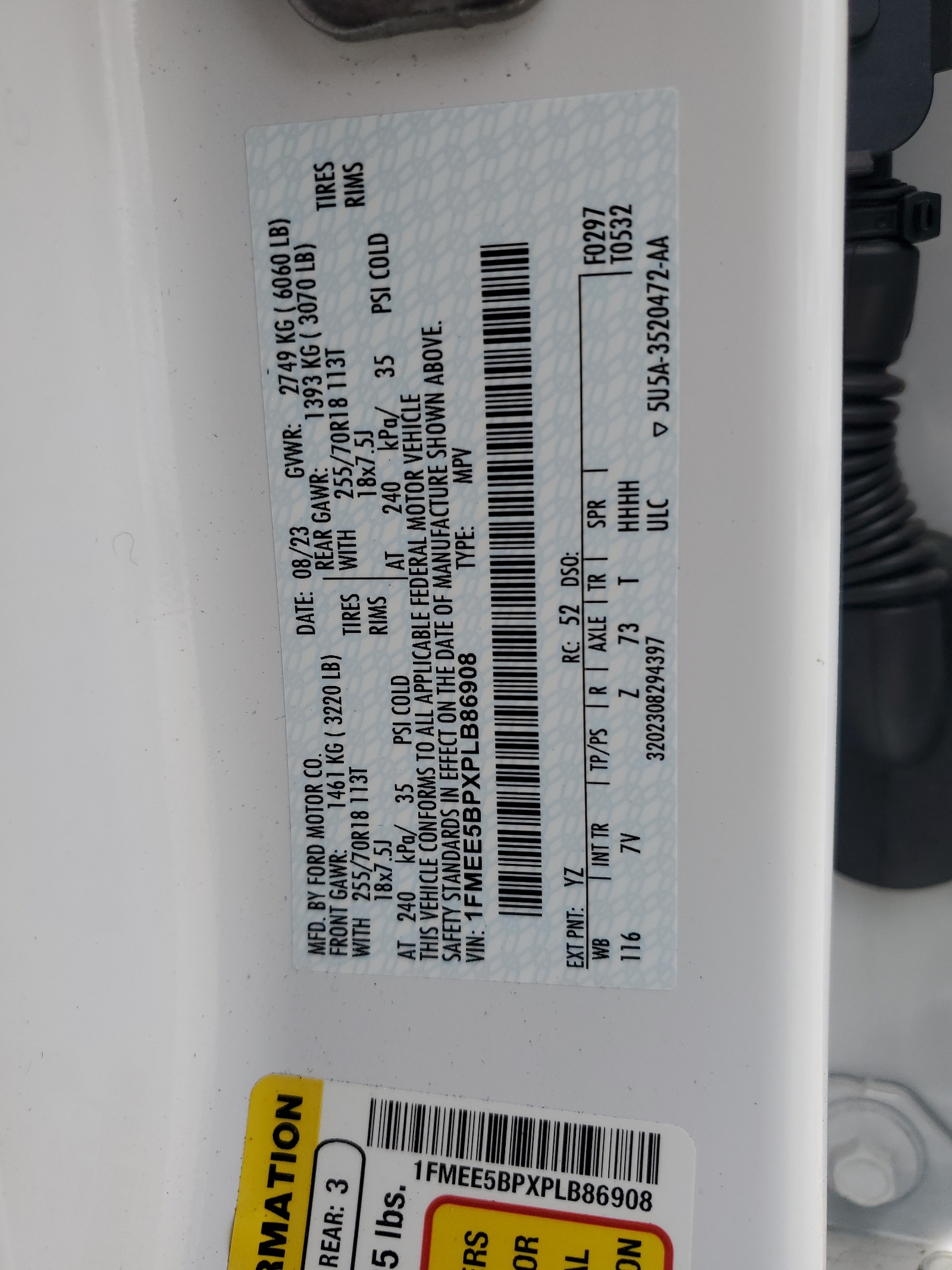 1FMEE5BPXPLB86908 2023 Ford Bronco Base