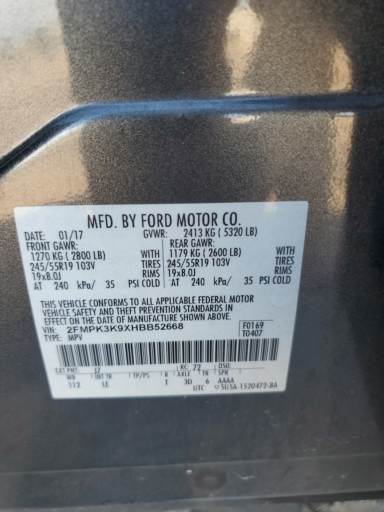 2FMPK3K9XHBB52668 2017 Ford Edge Titanium