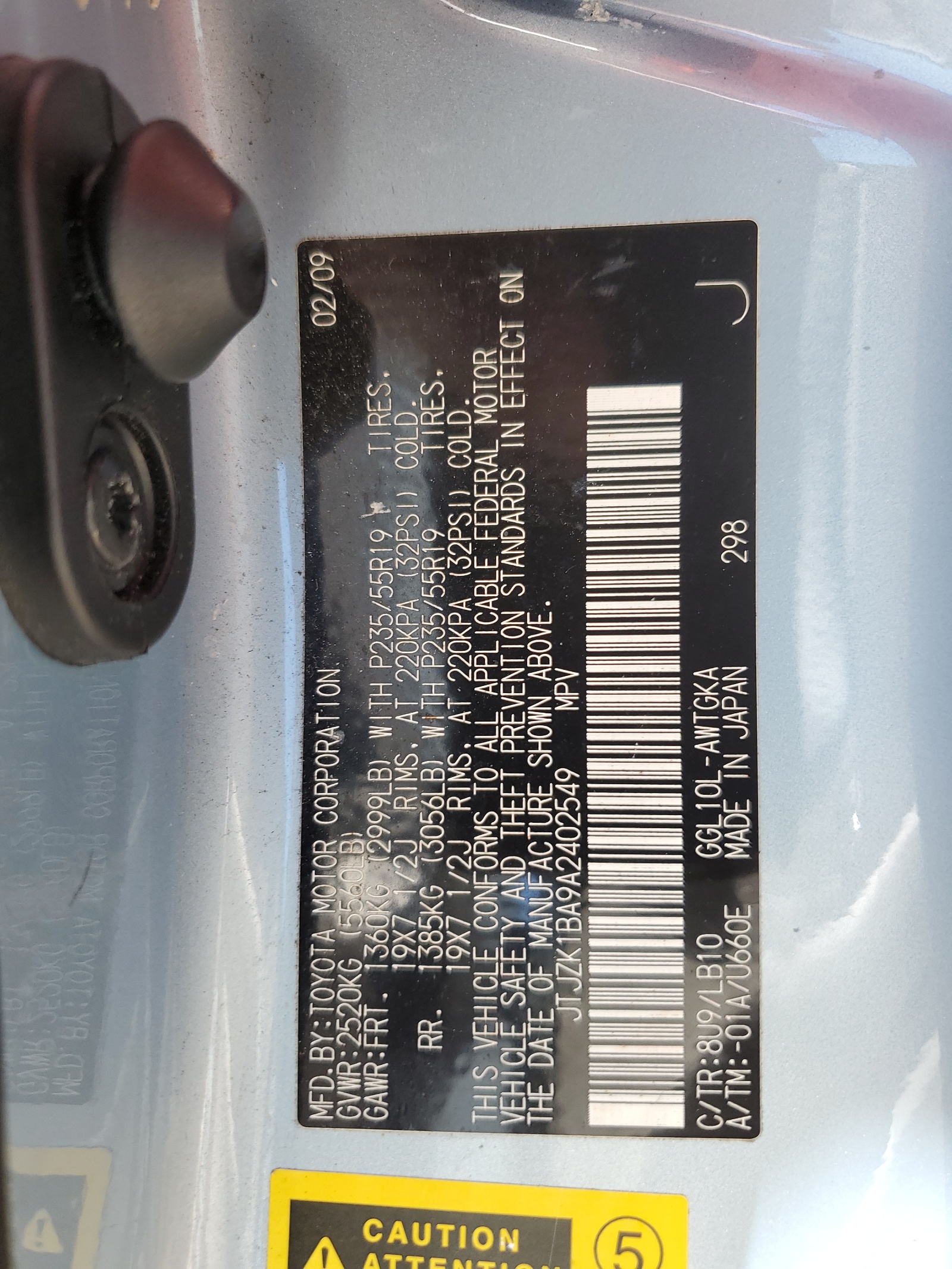 JTJZK1BA9A2402549 2010 Lexus Rx 350