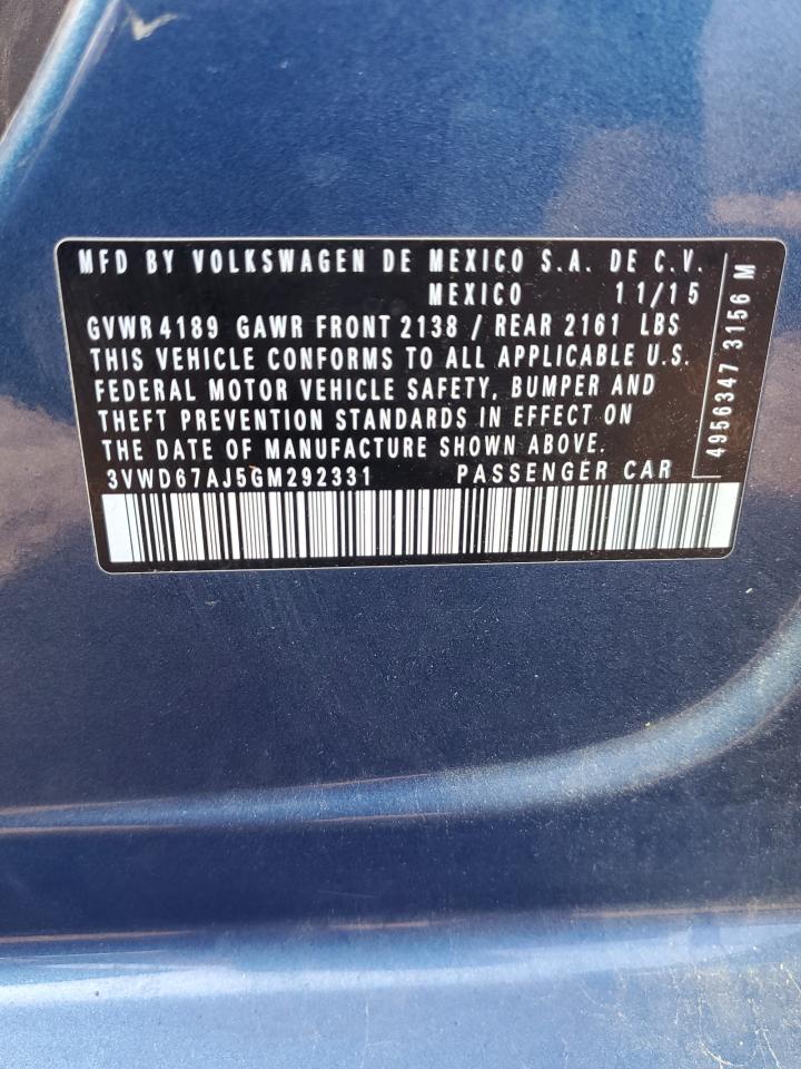 2016 Volkswagen Jetta Se VIN: 3VWD67AJ5GM292331 Lot: 61535004
