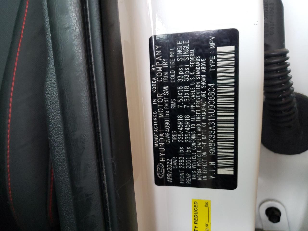 2022 Hyundai Kona N Line VIN: KM8K33A31NU908804 Lot: 65199414