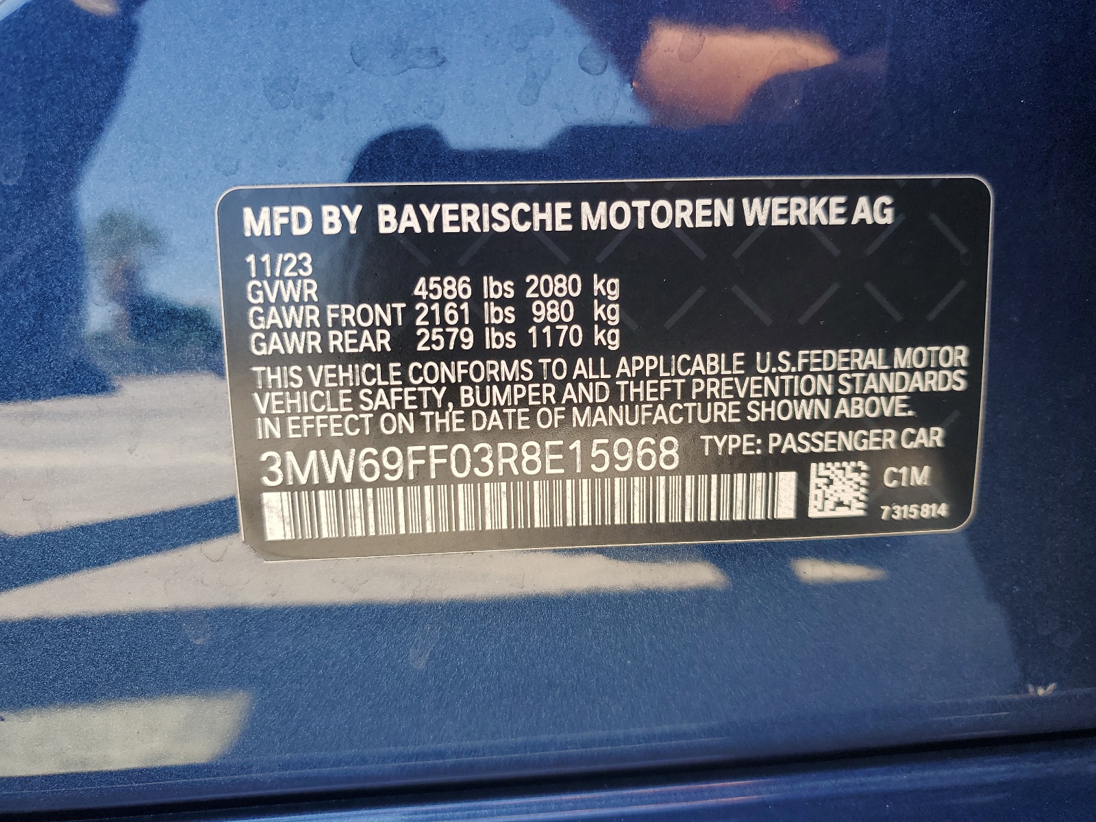 2024 BMW 330I vin: 3MW69FF03R8E15968