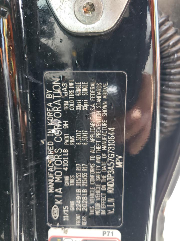 2016 Kia Soul + VIN: KNDJP3A57G7310644 Lot: 64019554