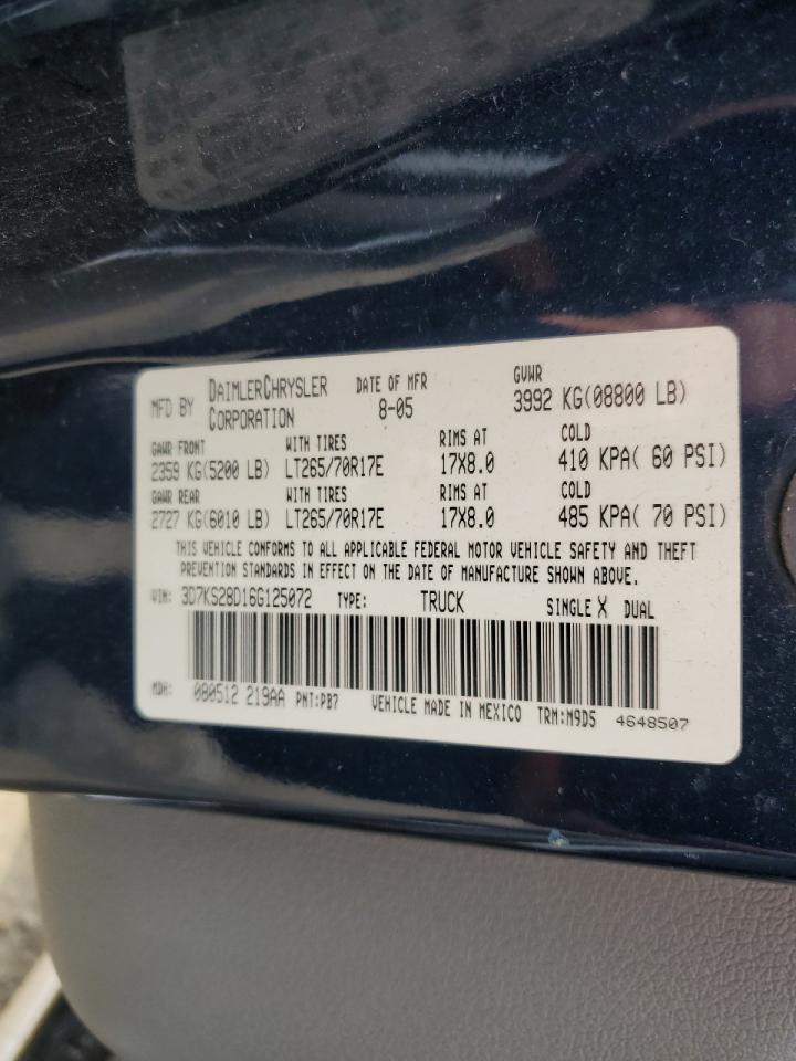 2006 Dodge Ram 2500 St VIN: 3D7KS28D16G125072 Lot: 62218744