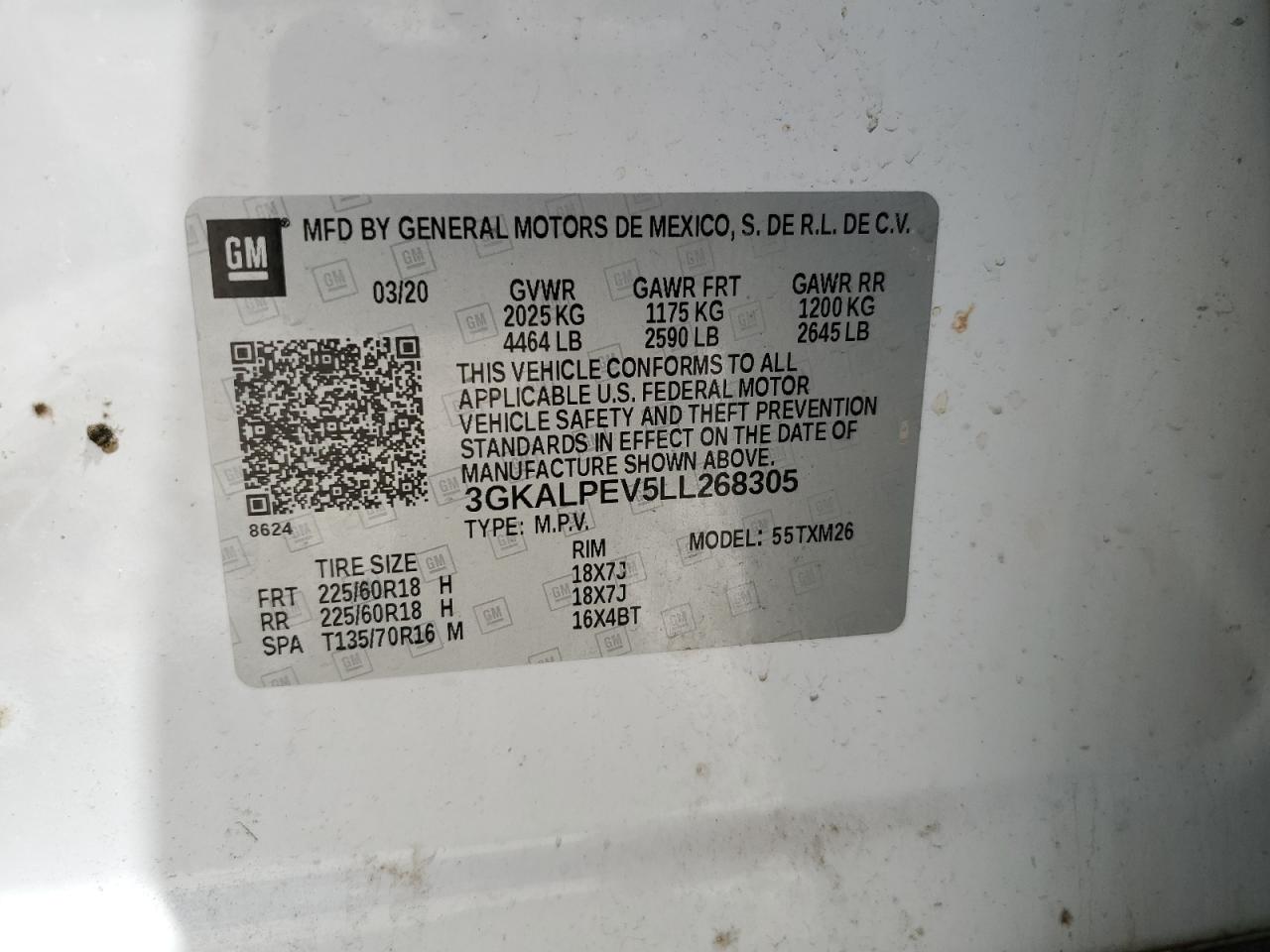 3GKALPEV5LL268305 2020 GMC Terrain Slt