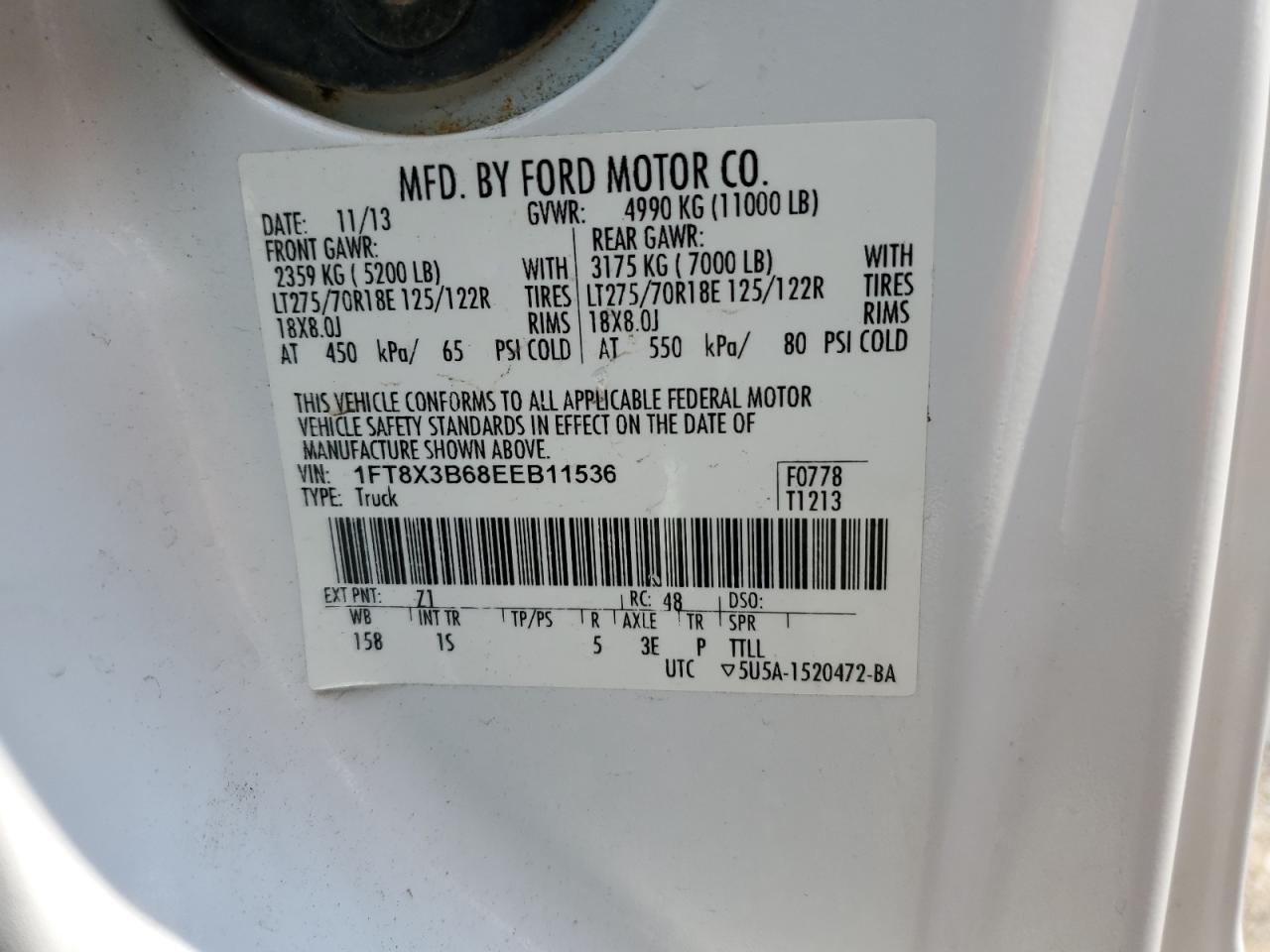 1FT8X3B68EEB11536 2014 Ford F350 Super Duty