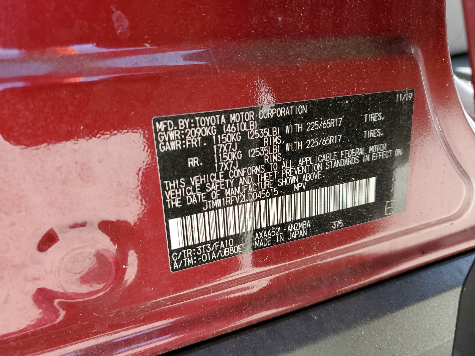 JTMW1RFV2LD045615 2020 Toyota Rav4 Xle