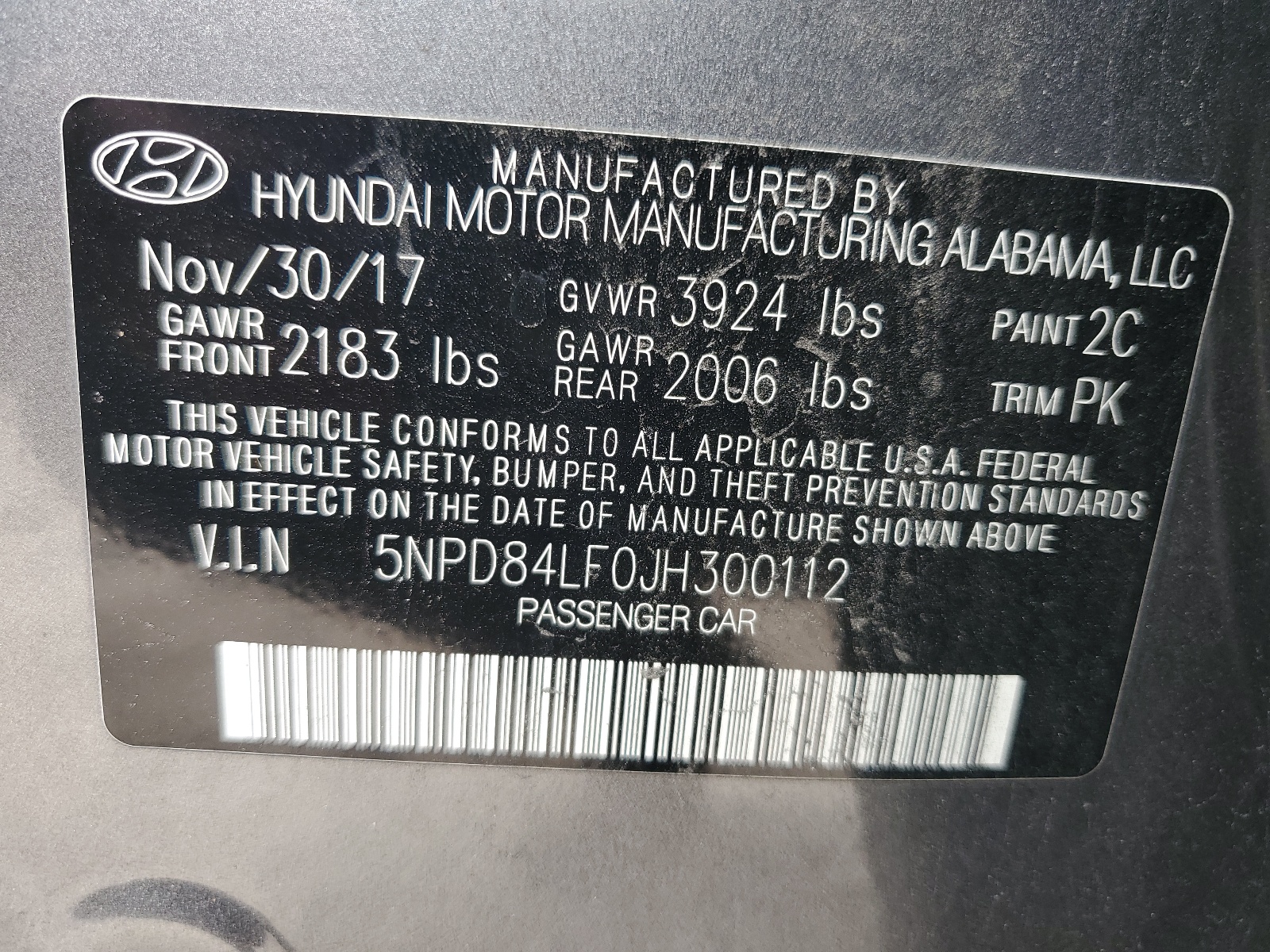 5NPD84LF0JH300112 2018 Hyundai Elantra Sel